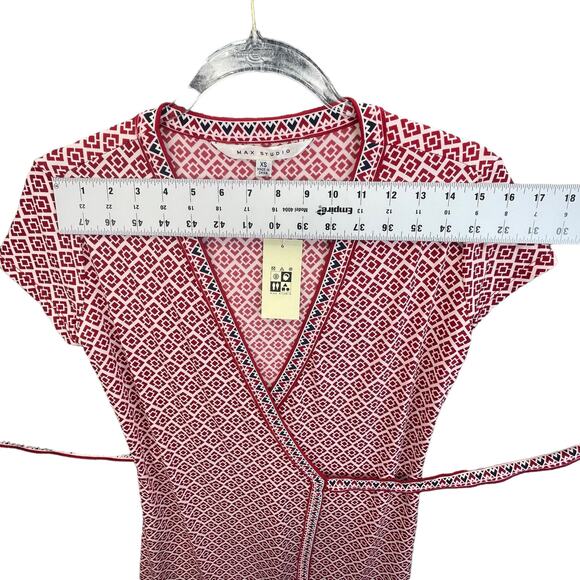 Max Studio Women Dress Size XS Geometric Red - Picture 9 of 14